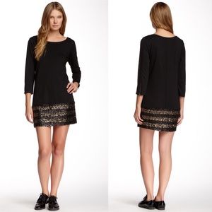 NWOT Ella Moss Ponte Sequin Hem Shift Dress